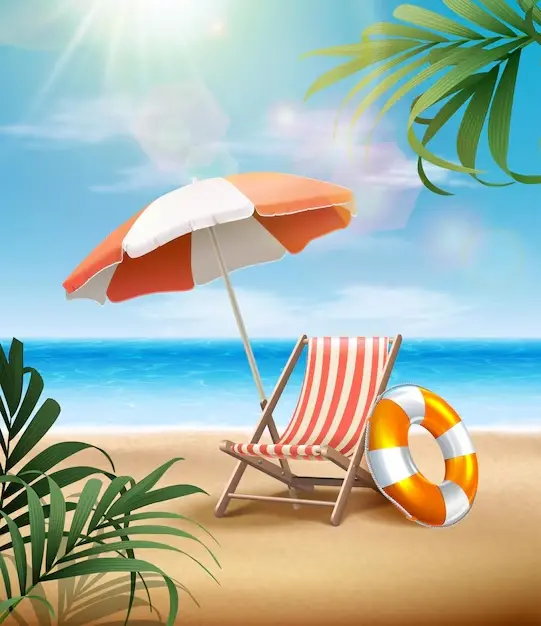 Parasol anneau gonflable sable rayons soleil feuilles tropicales vagues ocean 134830 907